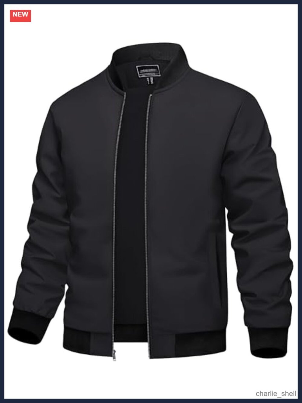 Men's Lightweight Bomber Windbreaker Jacket Full Zip Ribbed Collar Cuffs